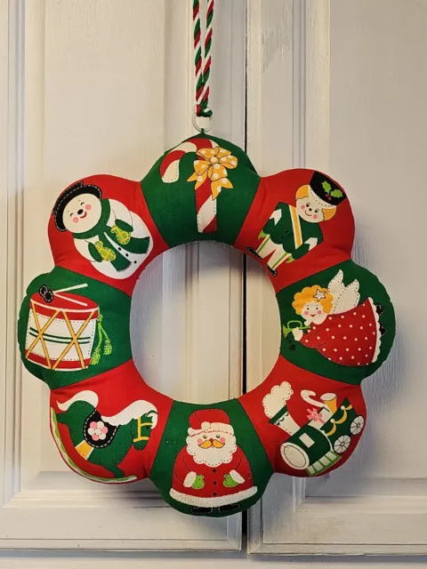 Vintage Handmade Holiday Quilted Wreath 14 X 14
