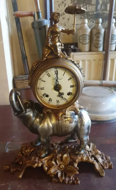 Antique Franz Hermle Imperial Bronze / Brass Elephant Mantle Clock