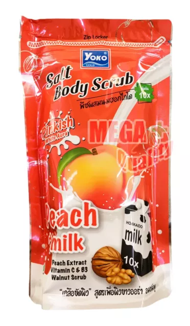 350g YOKO SPA Salt Body Scrub Peach + Milk Walnut Vitamin C B3 Bright Skin