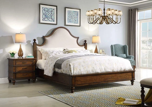 Lit 2x Table de Chevet 3 Parties Chambre Set Design Rembourrage Meuble Luxe Lits