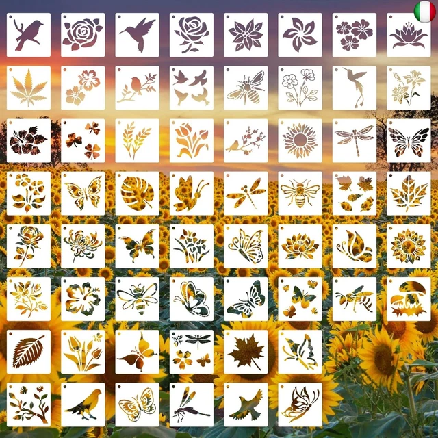 64 stencil a forma di fiore per pittura, stencil per artigianato