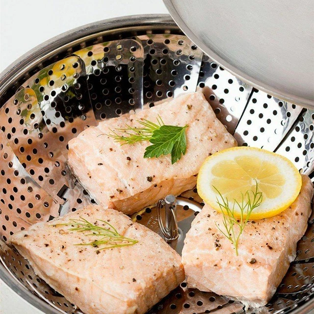 Cookware Stainless Steaming Basket Folding Food Fruit Vegetable Dish Steamer