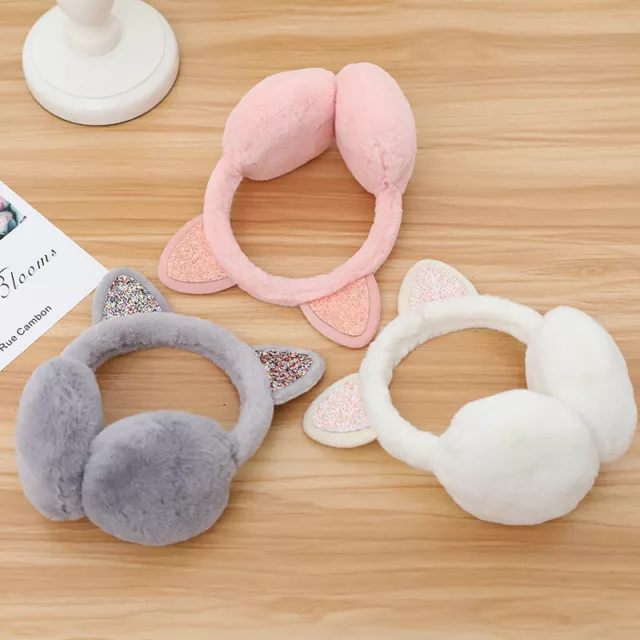 Women Kid Ear Muffs Lovely Earmuffs Cute Cat Ear Winter Warm Earflap Headband UK 3