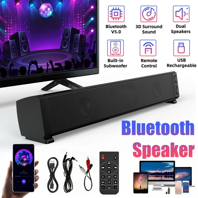 SURROUND SOUND BAR Speaker System Wireless BT Subwoofer TV Home Theater