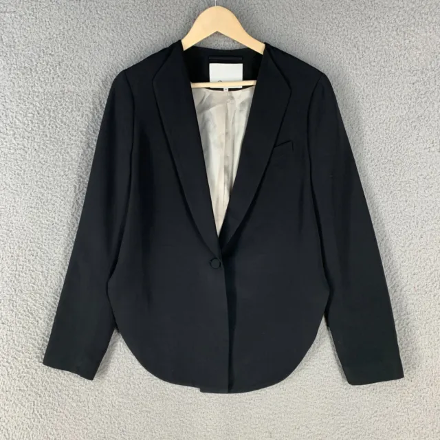 3.1 Phillip Lim Womens 10 Jacket 100% Silk One Button Tuxedo Crop Back Black