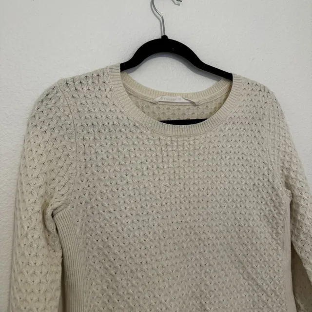 ATHLETA HONEYCOMB MERINO Wool Blend Sweater Women’s Size XS Ivory Cream ...