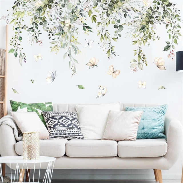 Adesivo da Parete PVC Pianta Camera Letto Farfalla Fai Te Decorazione Decorativa