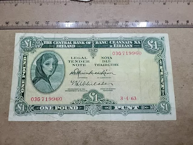 🇮🇪 Ireland, Republic  1 pound  3 April 1963 P-64a P-64  Banknote 120923-4