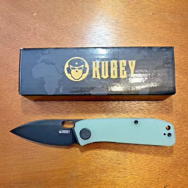 Kubey Hyde Linerlock Folding Knife 3" 14C28N Steel Drop Point Blade G10 Handle