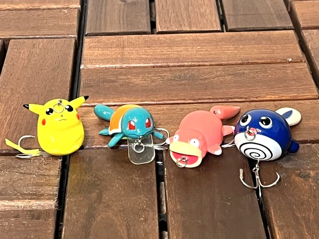 Lot De 5 Leurres De Pêche Pokemon Vintage (1998) - Pikachu, Squirtle... - Tomy Japon - Occasion