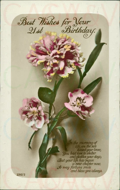 21st Birthday Best Wishes 2312/2 1927 Postmark Real photo