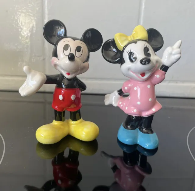 Vintage Disney MICKEY & MINNIE MOUSE 4” Japan Taiwan Ornaments Figurines