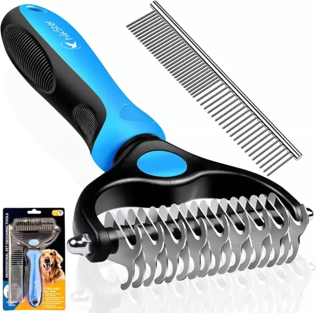 Undercoat Rake for Dogs Double Coat with Pet Comb Pet Grooming Brush Double-Side