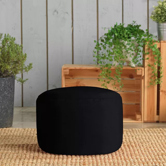 Round Bean Bag Footstool Indoor Outdoor Water Resistant Garden Stool Seat Filled 2