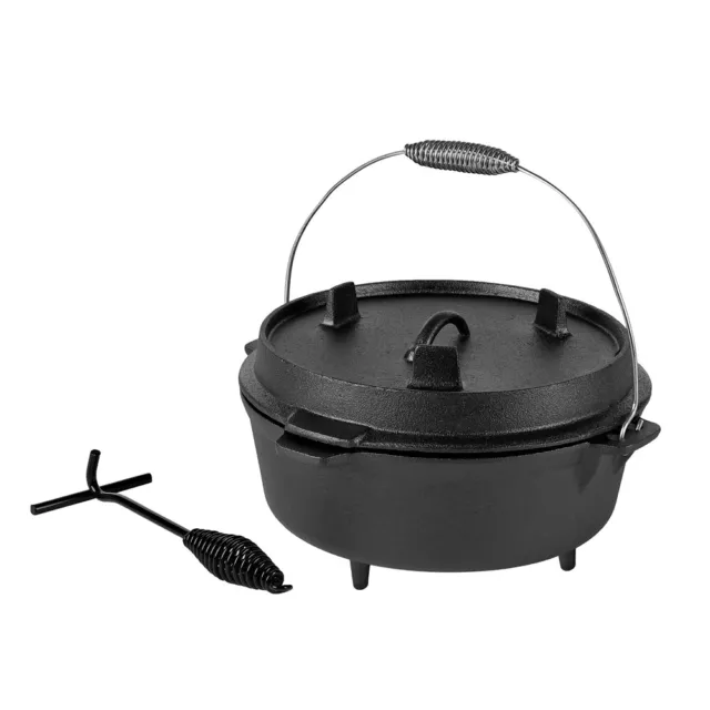 Dutch Oven Feuerkessel Kessel Bräter Grillpfanne Deckelheber BBQ 5,7 Liter Guss