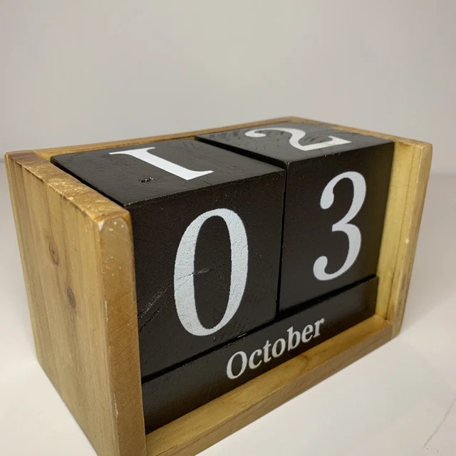 WOODEN DESK BLOCKS Calendar Perpetual Block Month Date Display 9.99