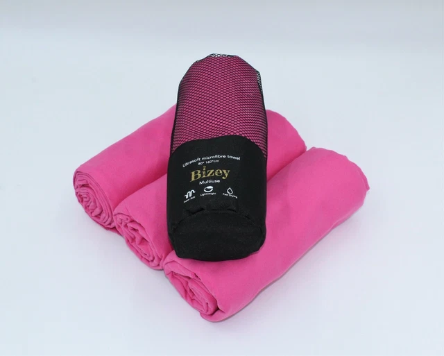 Microfibre Towel Pink Sports Beach Yoga Swimming Bath Gym. Small Large