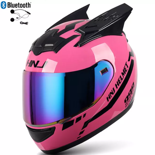 DOT Motorcycle Helmet Bluetooth Cuiser Crash Horn Motorbike Full Face Helmets