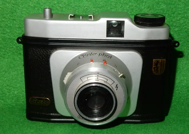 Fotoapparat Rollfilmkamera Certo Phot Dresden mit Ledertasche DDR um 1950/60
