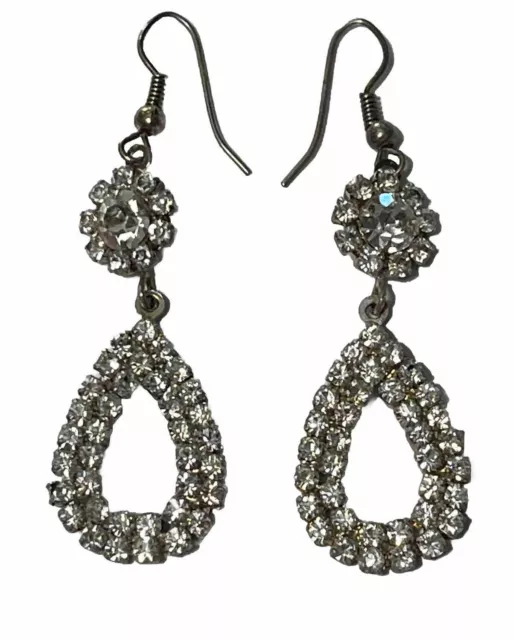 Tear Drop Rhinestone Dangle Earrings Formal Or Wedding Jewelry