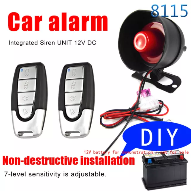 Car Alarm Security System, Keyless Entry 2 Remote Vibration Alarm Anti theft New