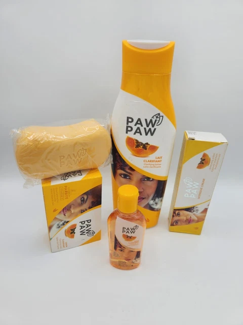 Gamme éclaircissante Pawpaw - Lait Corporel 500ml + Crème + Huile + Savon - Neuf