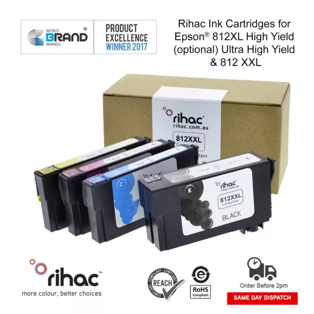 Rihac 812XL 812XXL Ink Cartridge Set alternative for EPSON Workforce printer