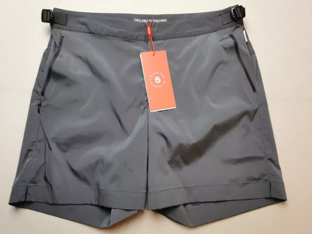 Pantaloncini da nuoto ORLEBAR MARRONI da uomo taglia W30" bulldog legati nuovi con etichette grigi tasca segreta