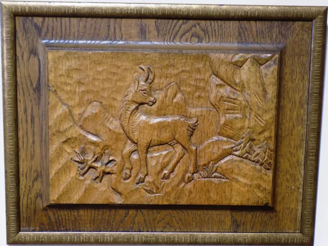 Goat Sheep Hand Carved Wood Plaque For Wall Great Gift Hunters Cabin Lodge