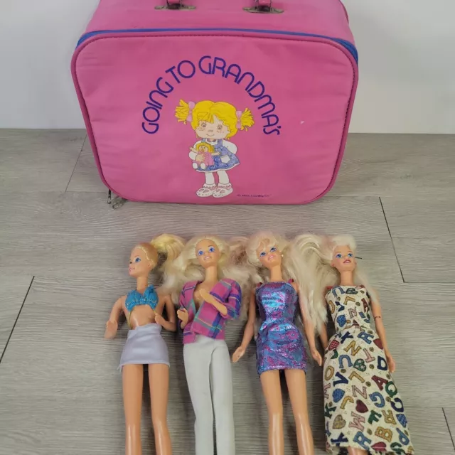 Vintage Mercury Girls Luggage Pink Suitcase Going to Grandma's Travel W/ Barbies