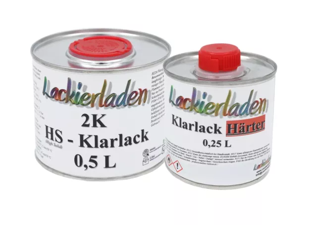 SET 2K HS vernice trasparente 2:1 incl. Indurente normale 0,75 L | 0,5 L vernice trasparente 0,25 L indurente