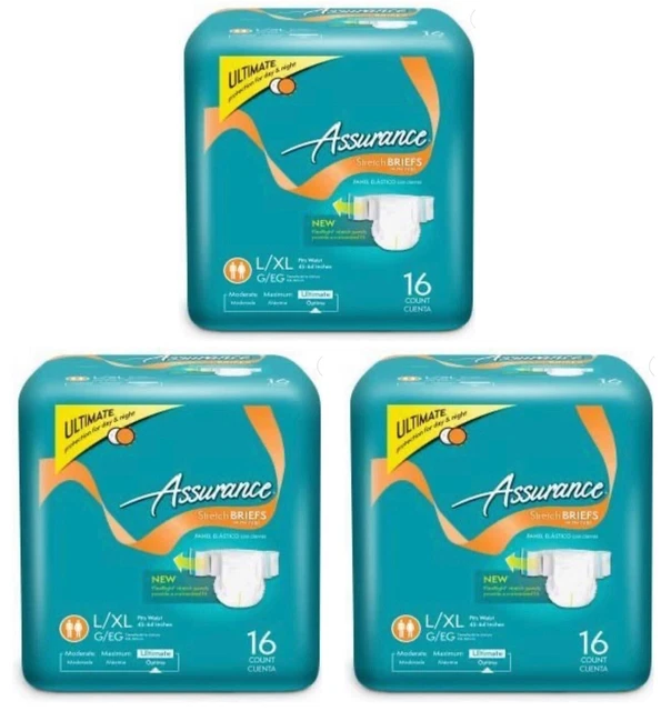 INCONTINENCE UNISEX STRETCH Briefs With Tabs Ultimate Absorbency L/XL