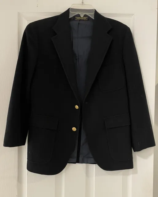 BROOKS BROTHERS boys single-breasted navy wool blazer with gold buttons