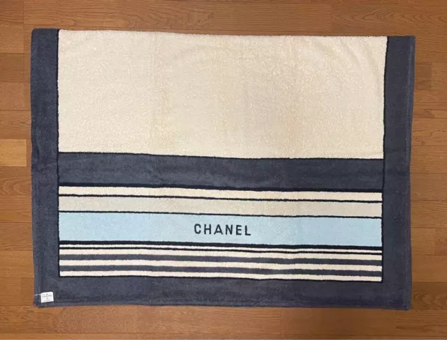 CHANEL BATH TOWEL interior border CC Mark stripe Beach towel