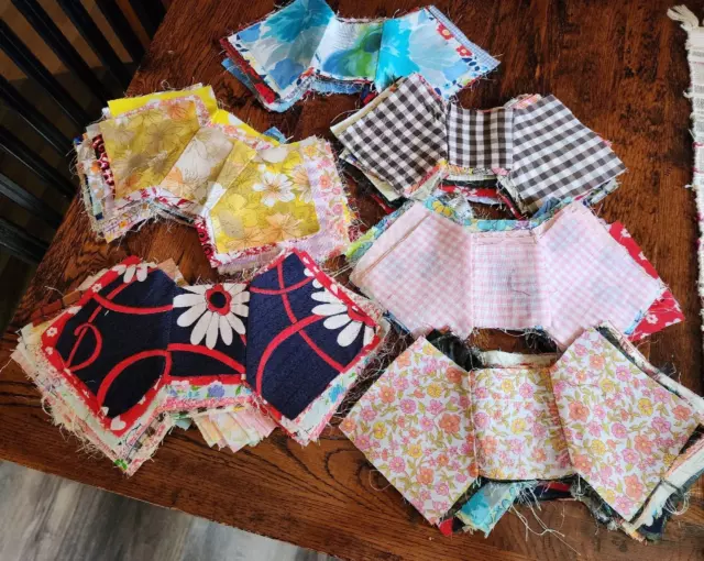 150 Vintage Quilt Squares Blocks "Bow Tie" Approx. 10"  Machine Stitched