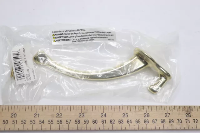 (10-Pk) Ives Coat & Hat Hook Bright Brass 2-1/4"High x1-3/8"Wide 5-3/4" H 575 A3