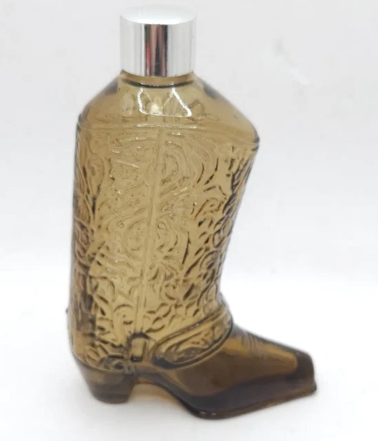 VINTAGE STYLE AVON Cowboy Boot Cologne Brown Glass Bottle Decanter
