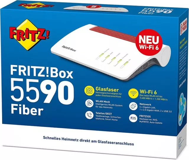 Distribuidor especializado: AVM FRITZ!Box 5590 fibra (Wi-Fi 6 módem de fibra óptica AX) - estado: BUENO