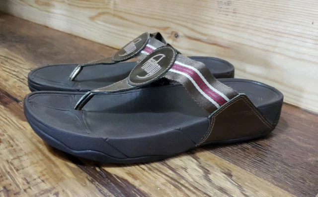 Fitflop Womens Gold Brown Thong  Wedges Sandals Size 9