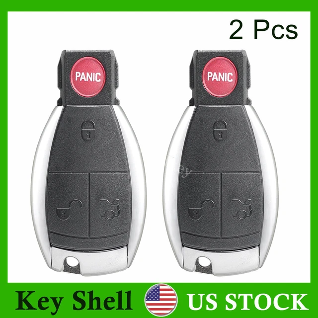 2 Remote Key Fob Shell Case 4 Button For Mercedes Benz E C CL SLK + Battery Clip