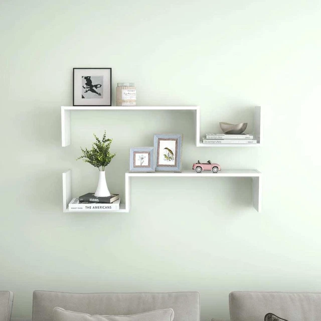 Vidaxl Mensole a Muro 2 pz Bianco Lucido 100x15x20 cm in Truciolato