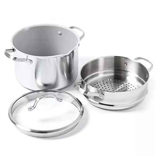 Greenpan, Venice Pro In Acciaio Inox Steamer Set Con Coperchio, 7,62L, (w2a)