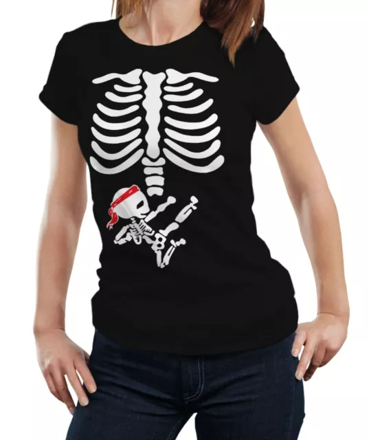 Pregnant Woman Skeleton Karate Maternity Funny Mom Mum Mother T-shirt Tshirt