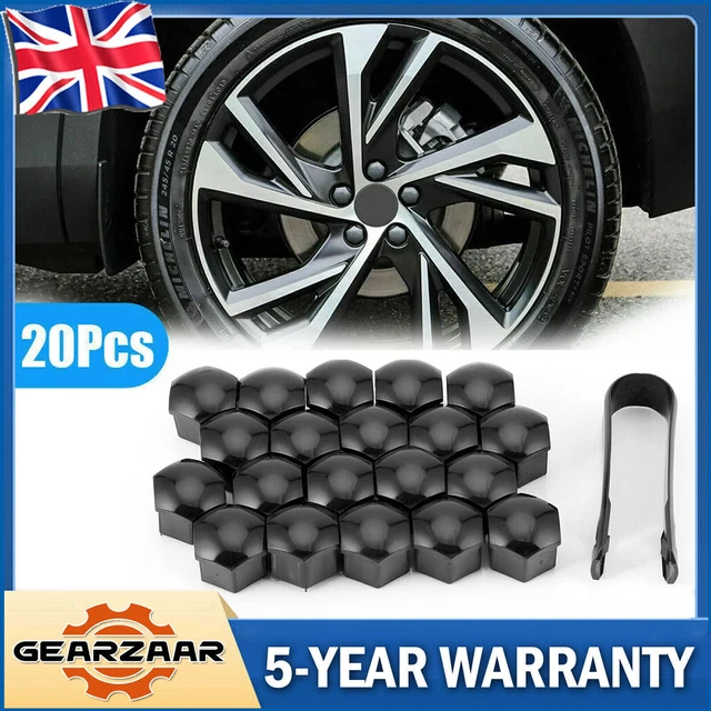 BAGUER 20 Pcs Nut Cap Gloss Black Alloy Wheel Nut Bolt Covers Cap Universal Set For Any Car Abs Plastic Black 22 Mm X 18 Mm Wear Parts