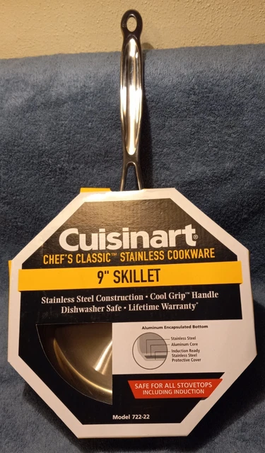 New Cuisinart 9 Inch Stainless Skillet #722-22