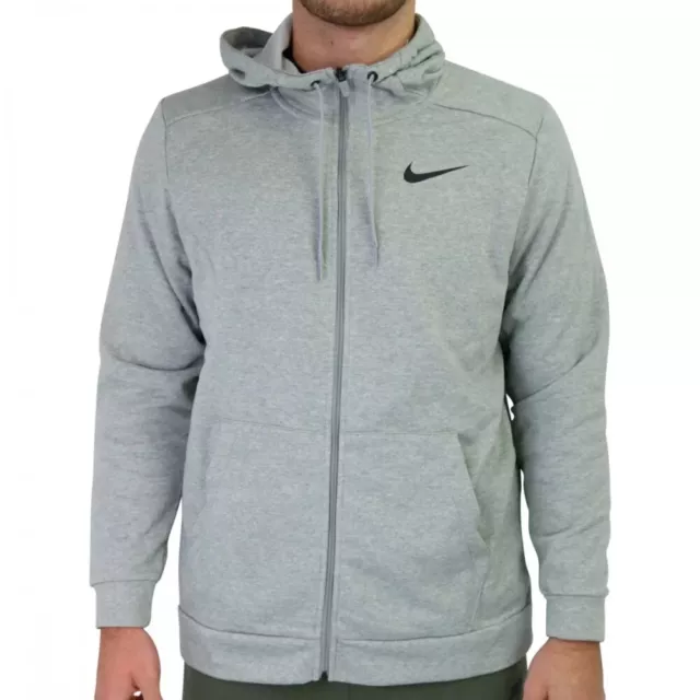 Felpa Uomo garzata full zip NIKE Training Hoodie Dri Fit CZ6376-063 Grigio