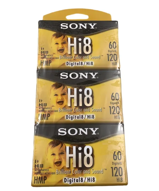 Videocámara Sony Digital8/Hi8 60/120 min cintas de casete (P6-120HMPL) paquete de 3 nuevas