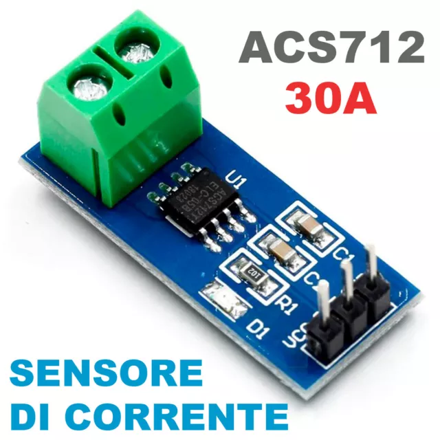 Acs712 30A Modulo Sensore Di Corrente Amperometro Dc/Ac Arduino