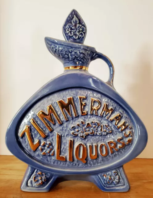 VTG 1969 Jim Beam Zimmerman's Chicago Skyline Blue Beauty Whiskey Decanter