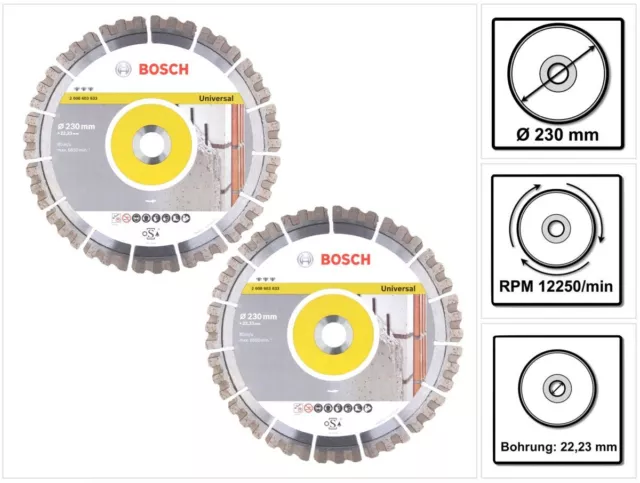 Bosch Diamanttrennscheibe Set 2x Best for Universal 230 x 22,23 mm 2x 2608603633